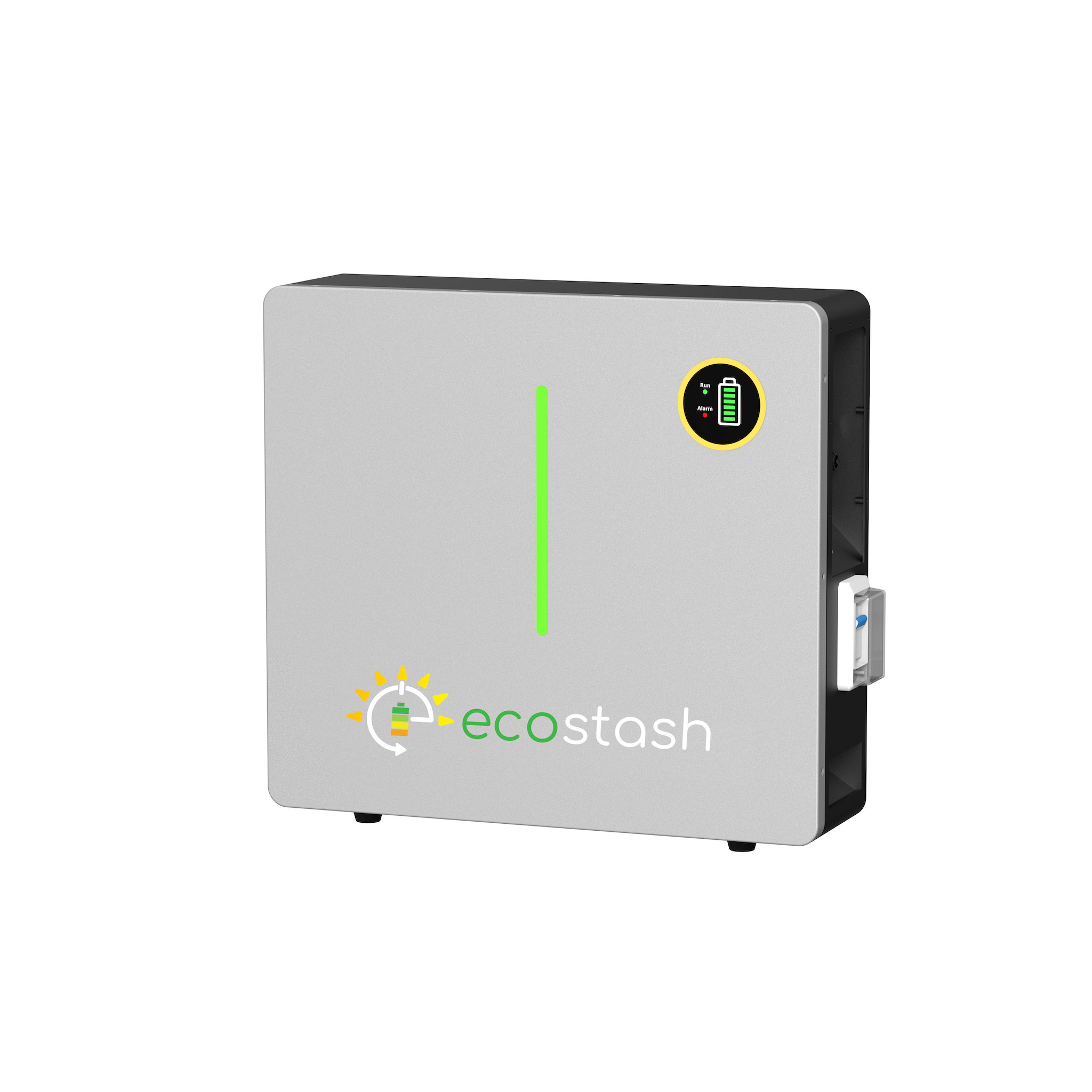 Voorzijde van een Ecostash thuisbatterij 10kwh